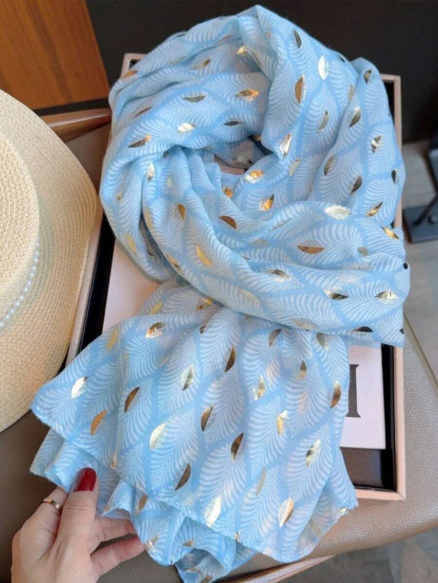 1件新款甜美心形流蘇女款圍巾,薄款防曬披肩,適用於春夏、旅行、海灘及空調房 - 藍色 - 查看 1