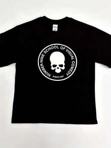 F Brother Number Nine 04S Skull Printed Y2K Printed Short Sleeve T-Shirt Women And Women Dark European Top T Graphic T-Shirt ,Summer Tops For Women - Black - View 1