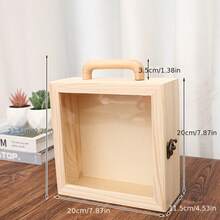 1pc Wooden Storage Box In Different Sizes For Home, Suitable For Decor, Gift For Friends, Transparent Lid Exquisite Creative Storage Box Gift Box - Multicolor - View 7