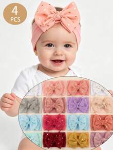 4pcs 0-4 Years Old Baby Girl Headbands, Bow Headbands Toddler Girls Spring Clothing, Baby Summer Clothing, Candy Color Ice Cream Color Headbands, Children Headbands, Children Accessories Celebration Day Anniversary Party Decoration, Children Gifts, Can Be Worn At Home Or Outdoors, Birthday Decoration, Photography Props - Multicolor - View 1