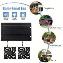10W Portable Solar Panel With Dual Cooling Fans, Low Noise Solar Fan, Solar Exhaust Fan, Solar Ventilation Air Circulation Outdoor Set, Suitable For RV Travel, Camping, Pet Room, Window, Greenhouse, Shed - Black - View 7