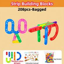 20/68/208PCS Children's Versatile Strip Block Toy Set, Multi-Color Multi-Shape DIY Plug-In Toy, Baby Educational Enlightenment Early Learning Toy, Kindergarten 3D Spatial Thinking Toy For Boys And Girls, Building Strip Block Assembly Toy, Hands-On Brain-Boosting Logic Thinking STEM Training Toy, Birthday Gift Holiday Gift With Storage Bag - Multicolor - View 16