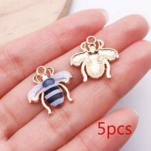 5/10pcs Colorful Bee Enamel Charms, Golden Plated Bee Insects Pendants For DIY Jewelry Making Bracelet Necklace Crafts Accessories - bee - View 14