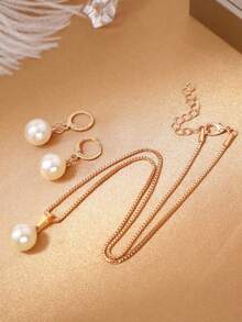 Conjunto de perlas minimalista francés, diseño de una sola cuenta para vacaciones de verano, accesorio elegante versátil para vestido de noche ligero / uso diario - Unitalla - Ver 10