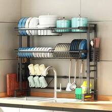 LEO IRIS 1-Tier Countertop Dish Rack And Drain Rack, Adjustable Kitchen Sink Shelf, Dish Holder, Drain Rack, Black Kitchen Storage Rack - View 5