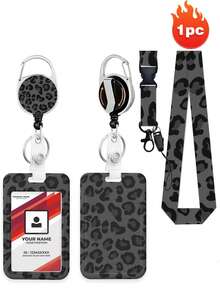 1pc Fashion Leopard Print ID Card Holder With Retractable Reel, Durable Card Protector, Lightweight And Portable, Suitable For Nurses, Teachers And Office Staff - A - View 10