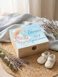 1 buah Kotak Kenangan Bayi Kustom, Kotak Kenang-kenangan Kayu Personalisasi untuk Momen Penting, Hadiah untuk Bayi Baru Lahir, Hadiah untuk Acara Baby Shower/Pembaptisan, Kotak Kenang-kenangan Gigi & Rambut, Dekorasi Kamar Bayi - MultiWarna - View 14