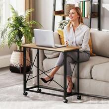 Folding Desk, Small 80cm Folding Desk With Casters, Space-Saving Computer Desk For Home Office, Oak - Natural Color - View 8