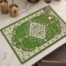 1pc Persian Style Placemat, Breakfast Mat, Coffee Mat, Coaster Set, Bowl & Plate Mat, Home Decor, Kitchen Accessory, Easy To Clean Placemat, Suitable For Home, Kitchen, Dining Room Table Decor, Holiday Gift, Multi-Piece Combination Set, Linen Placemat - Multicolor - View 8
