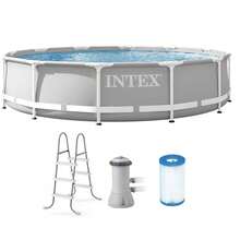 12ft X 30in Prism Above Ground Pool Set With 530 GPH Filter Pump And Steel Frame Pool Ladder - 1 - 查看 1