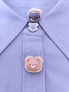 1PC/2PCS 3D Cute Cartoon Pattern Button Covers, Shirts Button Cover Clip On Button Covers Fashion Crystal Cufflinks Cover - Khaki - View 2