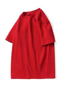 Basic Plain Short-Sleeve Cotton T-Shirts Sizes S-L3 - 紅色 - 查看 2