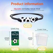 1/12/24 Football Bracelet Thank You Card & White Organza Bag Set, Suitable For Baby Shower Party Favors, Gender Reveal Ceremony, Baby Shower Decoration & Gifts - Multicolor - View 2