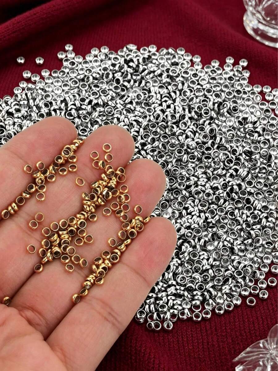 100pcs 304 Stainless Steel 1.5mm Gold Plated Round Tube Crimp Beads For DIY Jewelry Making Pendants - Beads - View 1
