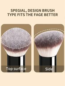 ronshadow Set 2 Kuas Makeup Multifungsi Dua Ujung, Kuas Bedak Ujung Bulat & Kuas Perona Pipi + Kuas Alas Bedak Ujung Datar, Kuas Makeup 2-in-1 untuk Alas & Pengatur Riasan - MultiWarna - View 9