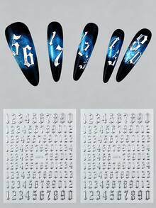 Pegatinas de uñas con patrón digital plateado con adhesivo, 2 piezas - Plateado - Ver 1