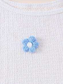 2pcs/Set Girls' Casual Asymmetric Ditsy Floral Camisole And Bow Tie Camisole Shorts Set, Summer - Baby Blue - View 5