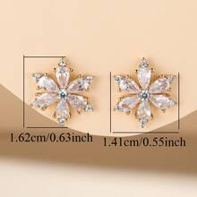 1 Pair Casual Sweet Water Drop Zirconia Petal Shaped Stud Earrings For Women, Gentle And Elegant Daily Commute Accessory - Earrings - View 7