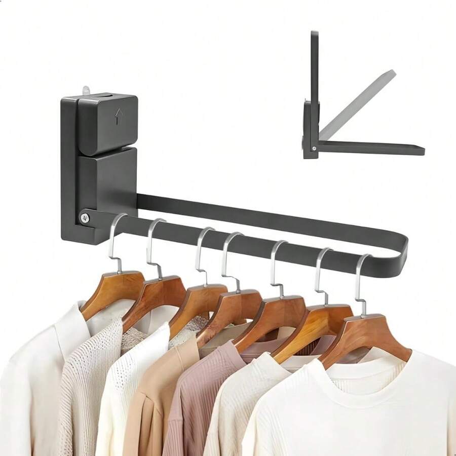 Wandmontierter Wäscheständer – ein Wäsche- und Handtuchständer mit zwei Aufhängestangen, Saugnapfbefestigung, robust und langlebig, faltbar, geeignet zum Trocknen von Handtüchern, Schals usw. - A - Übersicht 1