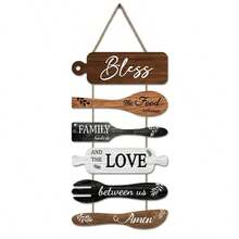 5Pcs Kitchen Wall Decor, Bless The Food Cookware Shaped Hanging Signs For Farmhouse Kitchen Rustic Wooden Plaques For Country Dinning Room - 1PC - 查看 5