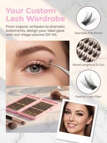 384-560pcs D Curl Soft Synthetic Segmented Lash Clusters DIY Easy To Use Portable Large Capacity For Daily Cat Eye Cosplay Sweet Style, Lash Clusters Individual Lashes False Eyelashes - Multicolor - View 4