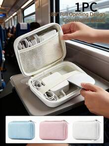 1PC Waterproof Dustproof Hard Shell Storage Box With Transparent Window - High-Strength EVA Material, Suitable For Laptops, Power Banks, Cameras, Chargers, Cables, Etc. - Non-Slip Handle, Travel Essential Electronics Storage Box, Textured Surface, Secure Closure, With Handle, Suitable For Digital Nomads - Multicolor - View 1