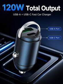 XF.Meraki 120W Mini 拉環式車充 – PD/QC 快充，Type-C，便攜合金適配器；小巧便攜，汽車配件，情人節禮物，聖誕禮物 - 120W快充 - View 4