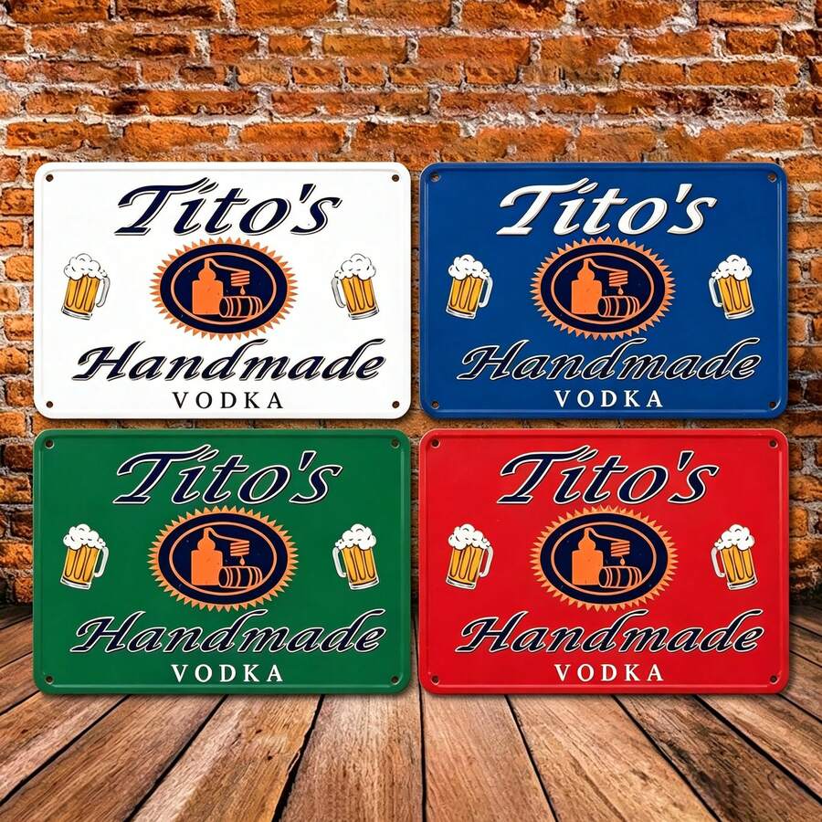 Titos Handmade Vodka Metal Tin Sign Vintage Liquor Beer Advertising Decor Rustic Wall Art Poster For Bar Garage Man Cave Home Pub Retro Unique Alcohol Drink Lover Gift 8x12 Inch Iron Artwork - 彩色 - 查看 1