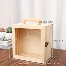 1pc Wooden Storage Box In Different Sizes For Home, Suitable For Decor, Gift For Friends, Transparent Lid Exquisite Creative Storage Box Gift Box - Multicolor - View 12
