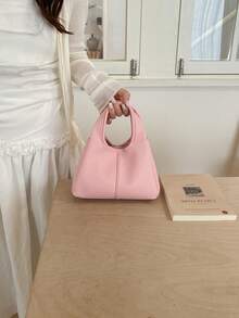 Bolso de mujer de estilo cubo, diseño elegante y minimalista, gran capacidad, color caqui, estilo de bandolera - Rosa - Ver 5