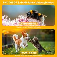 Nicamery 最新 1080P 44MP 數位相機，適合攝影、數碼隨手拍與錄影，16倍變焦 32GB 記憶卡，小型旅行相機，適合青少年與長輩禮物 - 黑色 - 查看 3