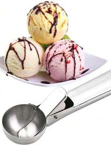 1pc Stainless Steel Ice Cream Scoop, Fruit Spoon, Durable Ball Excavator, Suitable For Watermelon, Cantaloupe, Papaya, Ice Cream And Fruit Scooping, Fruit Ball Spoon And Ice Cream Tool, Ice Cubes, Party, Travel, Outdoor, Wedding, Birthday, Camping, Graduation, Bachelorette Party, Kitchen Tool, Kitchen Essential, - Silver - View 6