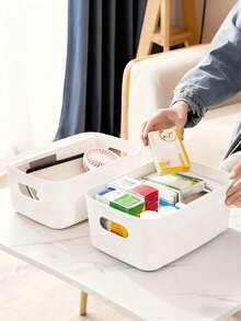 10pcs Plastic Storage Baskets, Organizing Baskets For Home And Office, Storage Boxes With Handles, Multi-Functional Stylish Home Storage, Stackable Storage Boxes, Suitable For Bedroom, Bathroom, Dorm, Laundry Room And Closet - Multicolor - View 4