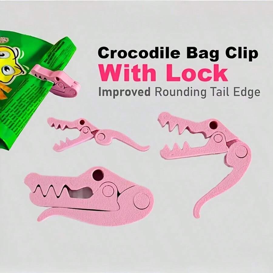 3pcs Fun Crocodile Shaped Snack Bag Sealing Clips Food Bag Packaging Clips Lightweight Durable Kitchen Gadget - View 1