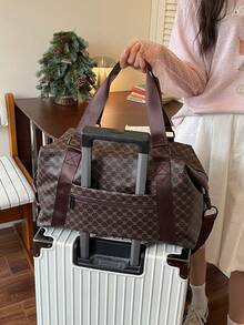 New Fashionable Travel Bag With Jacquard Pattern, Minimalist Niche Design, Stylish And Popular, Suitable For Short Trips, Fitness, With Spliced Color Blocks, Large Capacity, Versatile - Royal Blue - View 9