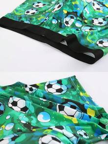 1pc Men's Boxer Briefs, Green Water Ripple Football Pattern, Soft And Comfortable, Suitable For Daily Wear Or As A Beautiful Gift For Boyfriend - Multicolor - View 4