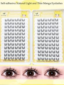 Lvcheryl 144Pcs Glue-Free Eyelashes Book Korean Style Girl Group Large Capacity Eyelash Book Natural Beginner Single Cluster Lazy Fake Eyelashes Trilogy Segmented - C - View 4