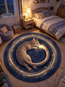 1pc Tail-Biting Round Rug, Thickened Carpet, Thick Rug, Fluffy Rug, Autumn/Winter Rug, Thickened Carpet, Decorative Rug, Bedroom Decor, Small Rug, Carpet, Home Decor, Living Room Rug, Small Living Room Rug, Bedroom Rug, Living Room Home Decor, Outdoor Rug, Washable Rug, Graduation Season Gift - Cat That Bites Its Tail - View 2