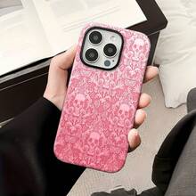 Funda para teléfono con diseño de calaveras en rosa, compatible con fundas para teléfonos , Apple, VIVO, OPPO, , Transsion, ,  y Honor. Hecha de material TPU, tiene protección contra golpes y caídas. Es un excelente regalo para amigos y familiares. - Negro - Ver 6