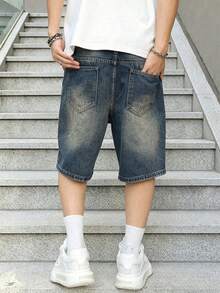 Celana Pendek Denim Longgar Vintage untuk Remaja - Medium Wash - View 2