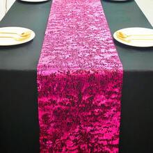 1 Roll Rose Red Gold Foil Table Runner, Durable And Wear-Resistant, Polyester Fiber Material, Artistic And Elegant, Exquisite And Warm, Suitable For Birthday Parties, Class Reunions, Family Gatherings, Holiday Celebrations And Other Occasions For Atmosphere Decoration And Beautification - View 3