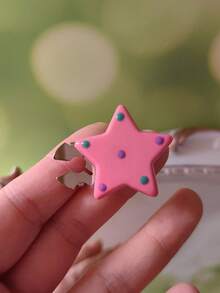 1個/2個裝 優雅圓點星形鈕扣蓋，襯衫鈕扣蓋夾式鈕扣蓋 時尚水晶袖扣蓋 - 玫紅色 - 查看 5