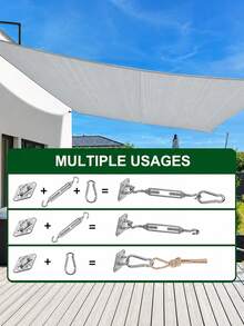 44pcs Sun Shade Sail Hardware Kit: 5.9 Inch Stainless Steel Sun Shade Sail Hardware Kit, Heavy Duty Weather-Resistant Accessories For Triangle/Square/Rectangular Outdoor Sun Shade Sails, Outdoor Patio, Garden, Backyard Sun Shade Equipment. - Multicolor - View 6