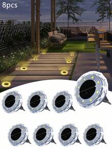 4/8/12pcs Mini Solar Ground Lights, Unique Diamond Shape, 8 LED Beads, Weather-Resistant Outdoor Landscape Lights, White And Warm Light Options, Suitable For Garden, Villa, Patio, Driveway, Pathway And Ground Light Strip Elegant Decoration - Multicolor - View 16