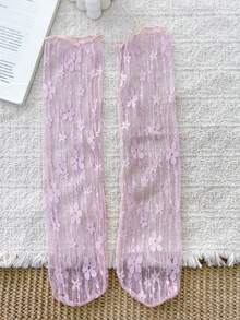 1/6 Pairs Summer Thin Mesh Sweet Floral Lolita Mid-Calf Socks - Multicolor - View 14