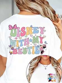 The Disney Minnie And Daisy Printed Women's Pure Cotton T-Shirt Is Suitable For Daily Wear And Also As A Gift - White - View 1