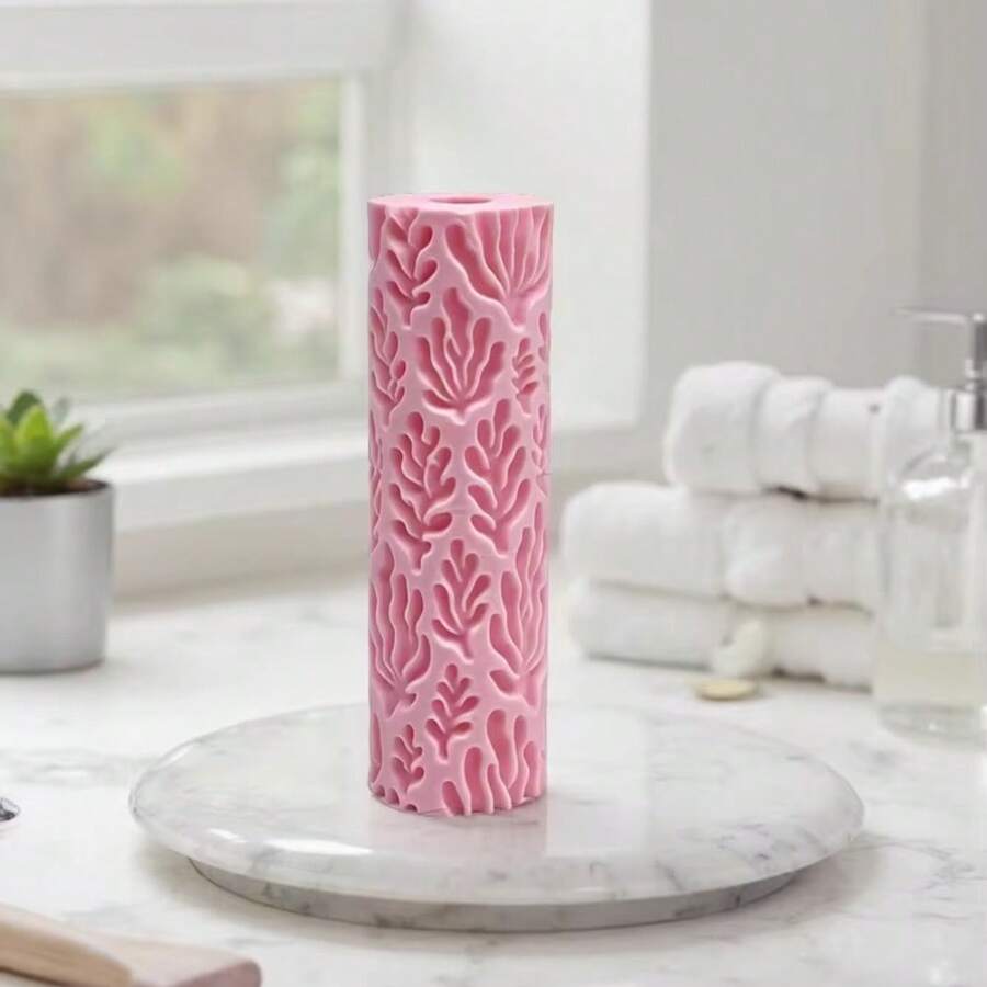 Ocean Forest Ocean Pattern Clay Embossing Texture Roller – DIY Pottery Handmade Rolling Tool, Suitable For Polymer Clay, Ceramic Art, Fondant, Cookie Dough, Soft Clay Embossing – Perfect For Coastal Forest Theme, Nature Lovers, Beginners And Professional Potters - Ocean Forest Pink - View 1