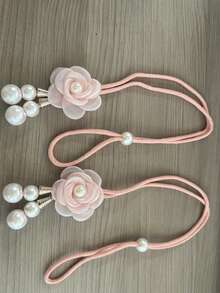 2pcs Bohemian Style 3D Floral Curtain Tiebacks, Pearl Decorated Adjustable Curtain Clips, Luxury Curtain Buckle Rings For Living Room And Bedroom - Multicolor - View 14