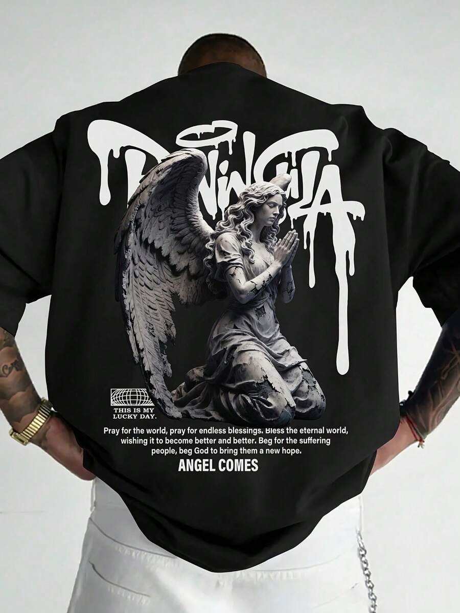 % Cotton The Coolest Grandpa Funny T-Shirt Best Mexican Dad Graphic T-Shirt Crew Neck Casual Short Sleeve Classic Style HCAL O0YT - 藍色和黑色 - 查看 1