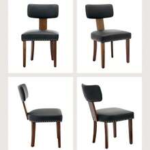 2er Set moderne Esszimmerstühle, ergonomische Rückenlehne & gepolsterte Sitzfläche, stabiler Massivholzrahmen, leicht zu reinigen, belastbar bis 120 kg, für Esszimmer & Küche - Schwarz - Übersicht 5